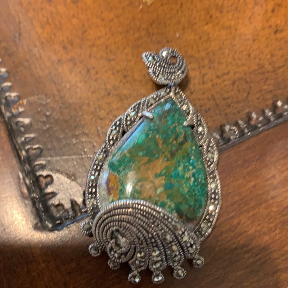 Vintage genuine  turquoise & silver 925necklaces . - Picture 7 of 9